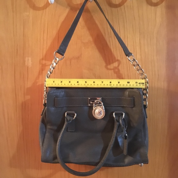 Brand New! Michael Kors Leather Satchel Purse Grey w/ Silver Chain Detail - Picture 8 of 12